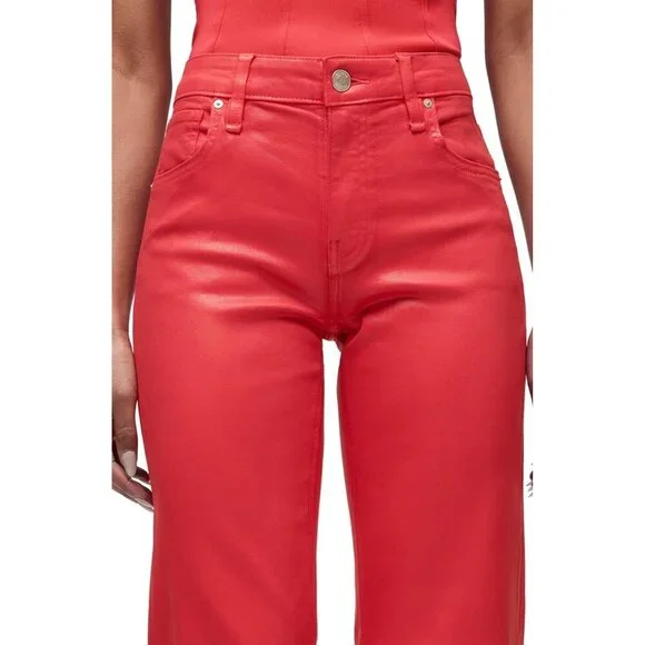 Womens Wide Leg Jeans High-Rise Cotton Modal Stretch Zipper Closure